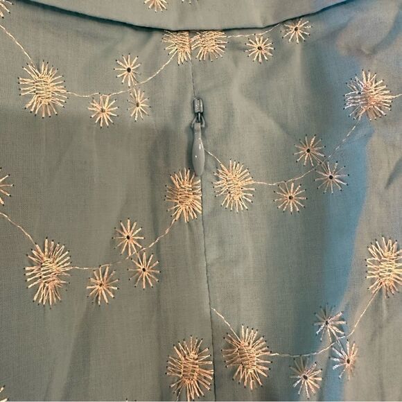 J. Peterman Dress Midi Size 12 Blue Floral Embroidered Vintage Gatsby Style - Picture 9 of 13